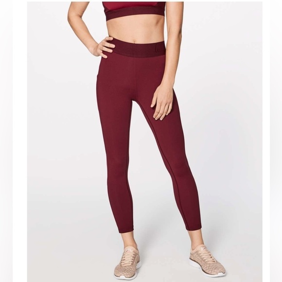 Lululemon box it out tight pocket leggings in deep rouge / oxblood - Picture 1 of 13